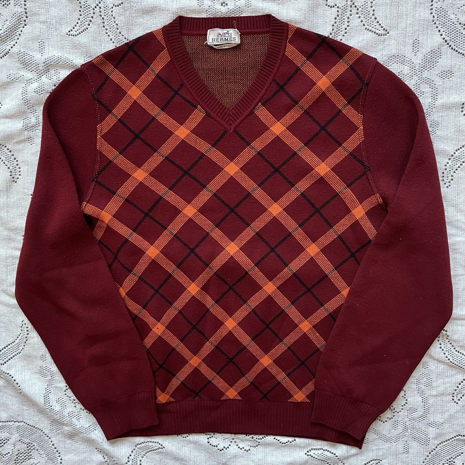 Hermès, Hermes Men's Vintage Wool Knitwear Sweater Size XL Made In Italy 90s
