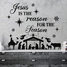 3 Pcs Nativity Scene Decor Stickers Christmas Bible Quotes Christian Black