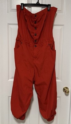 Ashley Stewart Romper Linen Blend Sz 22 Red Strapless Cropped Harem Beach Chic