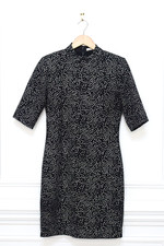 Alice + Olivia Inka Polka Dot Mock Neck Dress Black Silver Glitter Sz 8 Cocktail