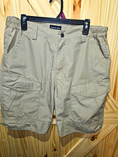 Tactical Series Men's Beige Solid Cargo Shorts Ripstop Flat Front Pockets
