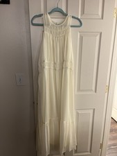 A New Day Women s Sleeveless Maxi Dress XS Cream/Ivory Flowy Tiered Boho