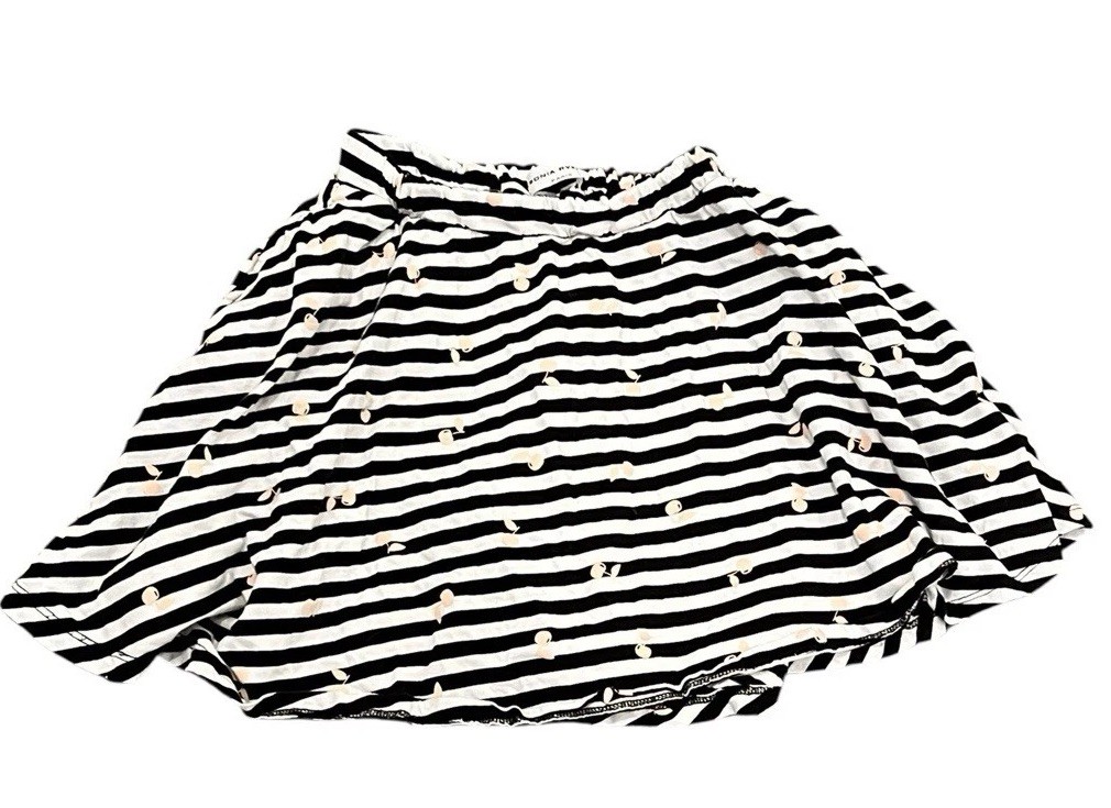 GIRLS SONIA RYKIEL SKIRT MODAL BLACK WHITE STRIPE FLARE PULL ON PINK CHERRIES 12