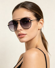 Ferrari Black Aviator Sunglasses Gold Horse Logo Gradient Lens 5817145