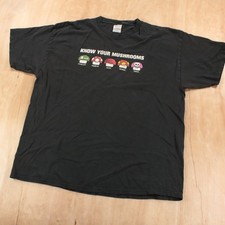 vtg y2k Super Mario Bros Know Your Mushrooms t-shirt XL nintendo video game tee