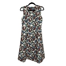 Talbots Multicolor Butterfly Print A-Line Sheath Dress Linen Blend - Size 4