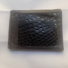 Vintage Glossy Black Crocodile Bifold - Portafogli Pelle Coccodrillo - Italia