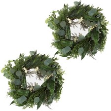 Artificial Wreath Set - Two 20-Inch Eucalyptus Wreaths for Spring, Summer or ...