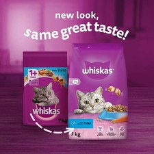 WHISKAS - 1+ Adult Dry Cat Food-7Kg-Biscuits Made with Tuna-Bulk Cat Food Bag 3.18 per kilo