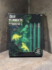 Kiwi T-rex'd 3D Earsers and Pencil Set for Kids, 5HB Pencils And 6 Erasers