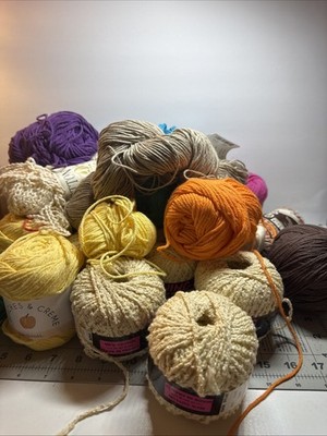 Lot of 24 Assorted Colors 2+ Lbs Full & Partial Skeins, Various Brands