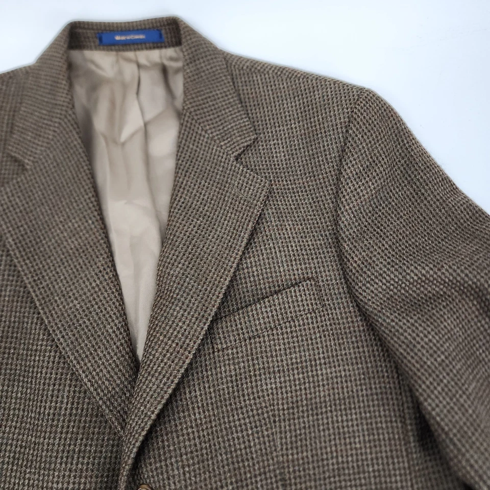 Blazer Ralph Lauren Para Hombre Talla 42R Tweed Lana Alpaca Marrón Pata de Gallo Abrigo Deportivo Foto 3 de 4