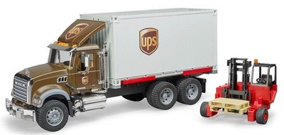 Bruder #02828 MACK Granite UPS Logistics Truck with Forklift - New Factory Seal