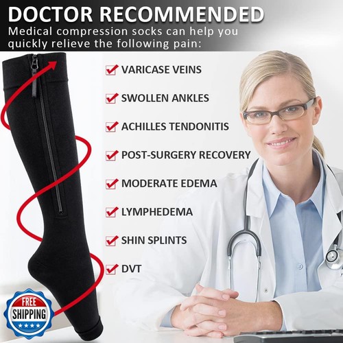 Ailaka Medical Kompressionsstrümpfe mit Reißverschluss, kniehoch 15-20 mmHg Kompression - Bild 5 von 5