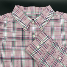 Jos. A. Bank Men  s L Plaid Long Sleeve Dress Shirt Travelers Collection Tailored