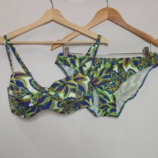 Pour Moi Heatwave Bikini Set Mombasa Print Strapless Padded Low Rise UK36E UK12