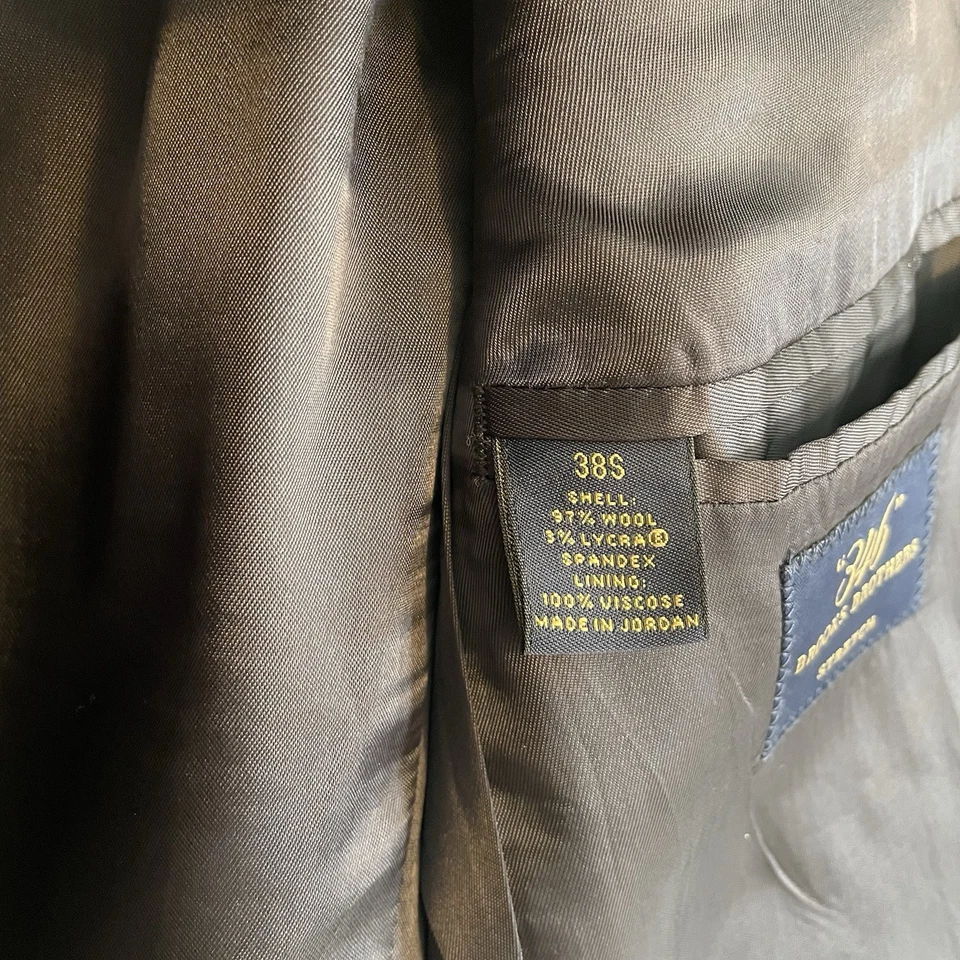 Костюм мужской Brooks Brothers 346 38S черный шерстяной эластичный 2 предмета брюки куртка - Изображение 4 из 4