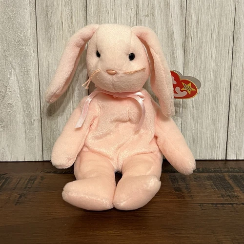 Vintage 1996 Retired - Ty Hoppity Pink Rabbit - with Tag - Beanie Baby