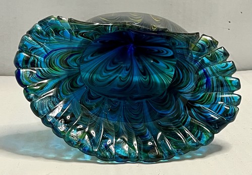 Stunning Peacock Tail Vase Dynasty Gallery Fluted Edges Discontinued 9” Heavy - Picture 4 of 6