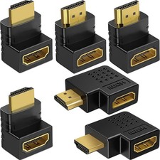 6 Pack HDMI 2.0 Male to Female Angled Adapter Left Right 6-Pack,Gold-plated
