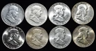 8  Franklin Half Dollars - 1948-D, 1949, 1949-S, 1955, 1959-D, 1963, 1963-D (2)
