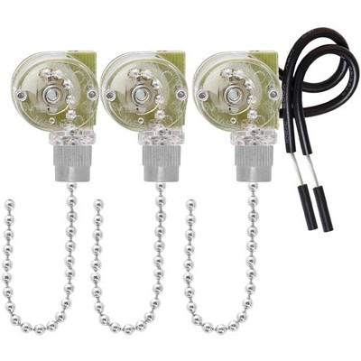 Topbuti 3 Pack Ceiling Fan Switch Zing Ear ZE-109 Two-Wire Light Switch,