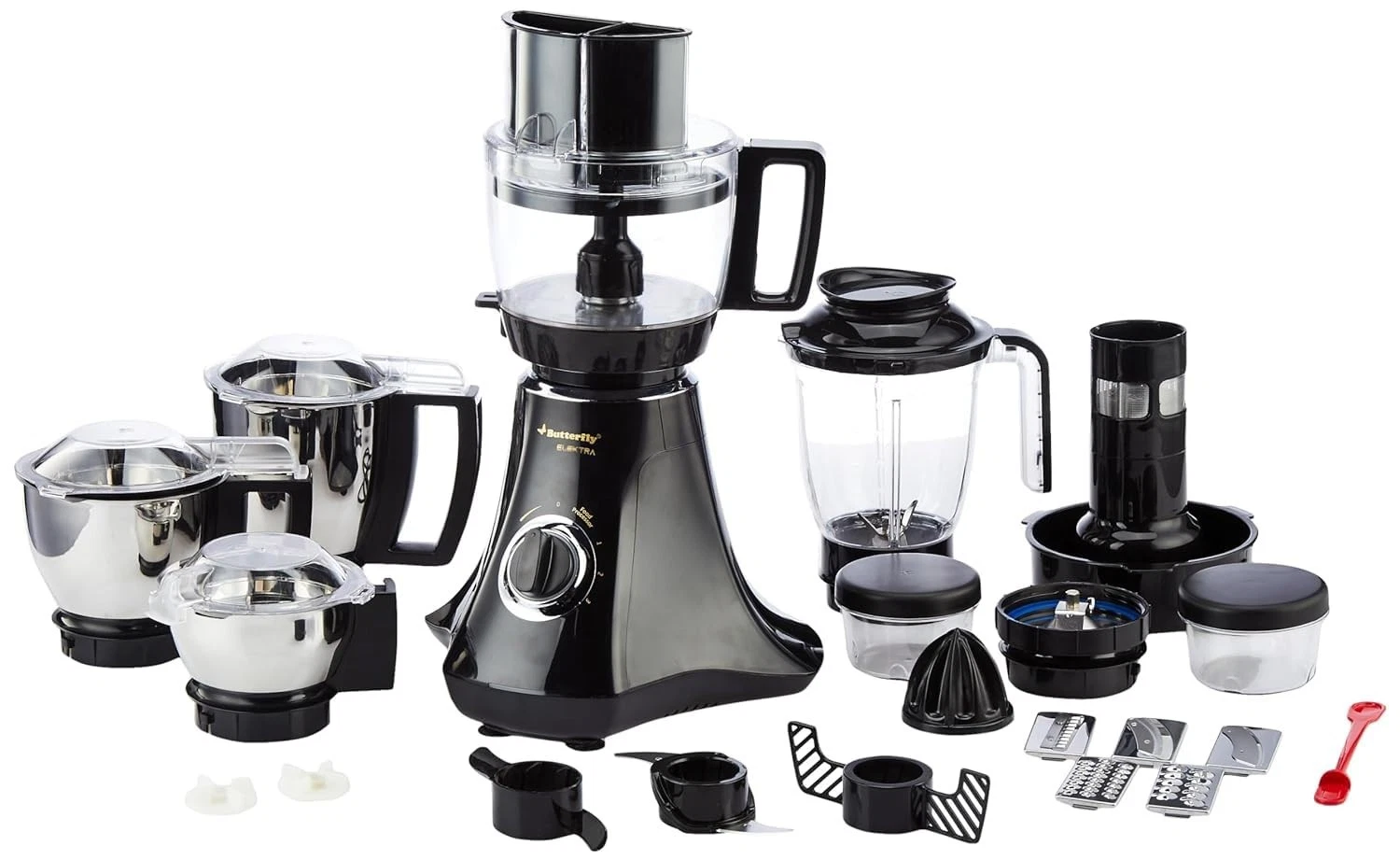 Butterfly Elektra 750 Watts Food Processor with 6 Jars & 9 attch, Black, New