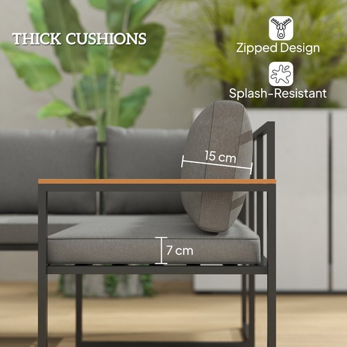 Outsunny 9 Seater Outdoor Corner Sofa Set with Wide and Deep Seats Natural - Picture 4 of 11