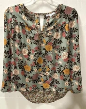 Dr2 Blouse Woman’s S Multicolor Floral Long Sleeve V Neck Boho Cottagecore