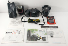 Nikon N50 35mm SLR Film Camera  Tamron 70mm Lens  SB-22 Flash WORKS GREAT