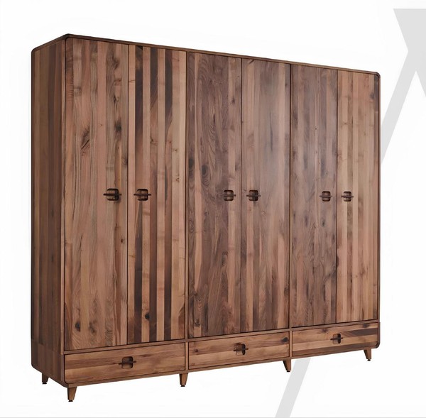 Kleiderschrank Stil Modern Farbe Braun Neu Holz Praktisch GeräUmig-image