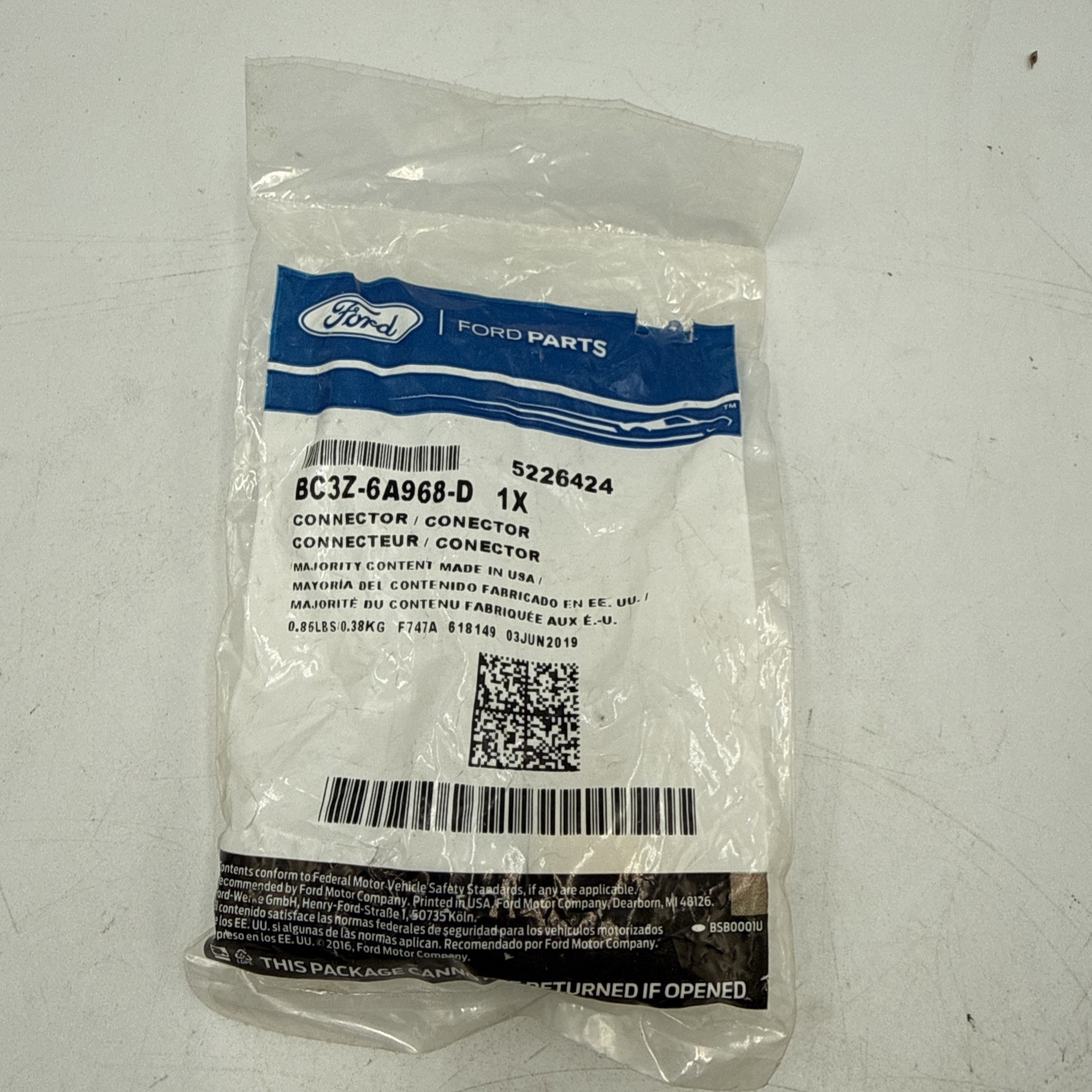 Ford OEM NOS BL3Z-6A968-B Oil Tube Connector 2011-2016 Ford F-150 V6