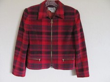 Carlisle Blazer Jacket Full Zip- Vintage-Woven Plaid-Red/Multi-Color- Womens 8P