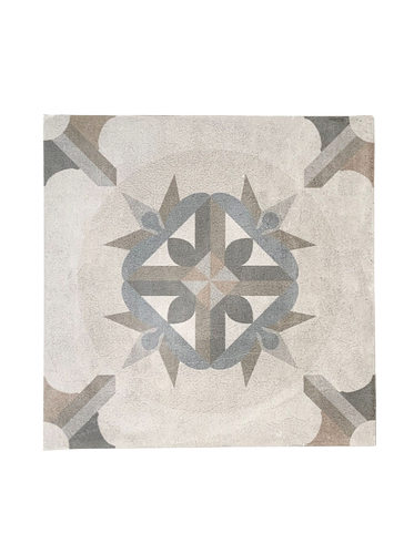 Gardenia Encaustic Beige White Green 8x8 Satin Glaze Ceramic Tile (BOX OF 4) - Picture 2 of 3