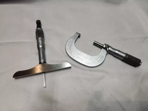 MITUTOYO 202-108 Outside Micrometer 1-2" & Starrett Depth Gage  1-2"