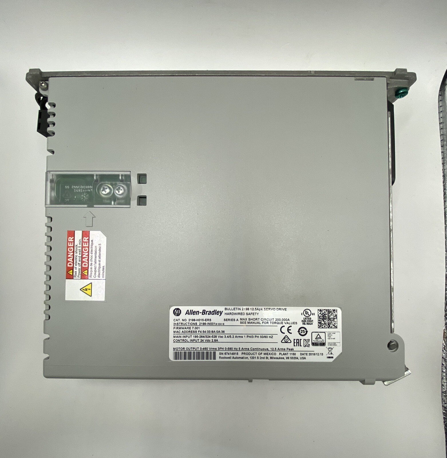 Allen-Bradley Kinetix 5500 12.5A Servo Drive (2198-H015-ERS) for sale ...