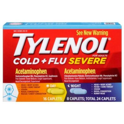#ad 2 Pack TYLENOL Cold and Flu Severe Day Night Caplets 24 Count Exp 09 2025 Or Bet $11.90