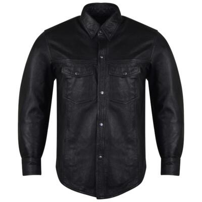 Men's Vance Leathers USA Riding Shirts, Waterproof Zippers Leather Shirt