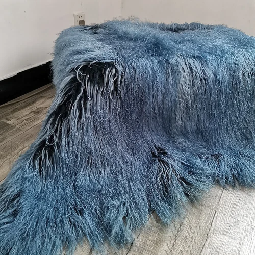Luxury Double Color Genuine MONGOLIAN Tibetan Sheepskin Lambskin Rugs 12cm Fur - Picture 2 of 9