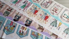 Retro Vintage Temat szycia Girlanda Panel Girlanda Gotowa girlanda Zrób to sam Panel z tkaniny