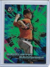 2018 Bowman Platinum Prismatic Prodigies Green #PPP2 D.L. Hall 72/99 Orioles