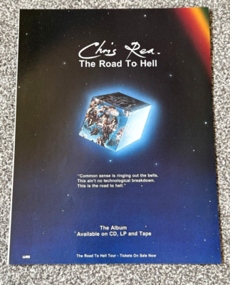Rare Vintage 1989 Magazine ADVERT Picture 80's Chris Rea The Road to Hell Ad