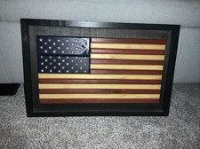 3D ALL WOODEN WALL HANGING AMERICAN FLAG 21-3/4" x 14" x 1-1/4" THICK