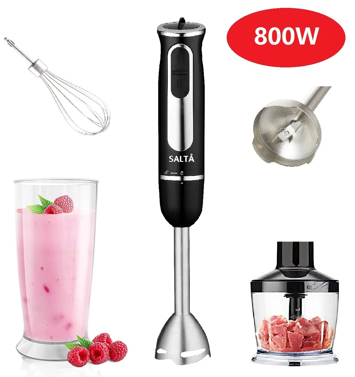 Electric Hand Mixer Blender Whisk Kitchen Blender Beater Smoothie Chopper  White