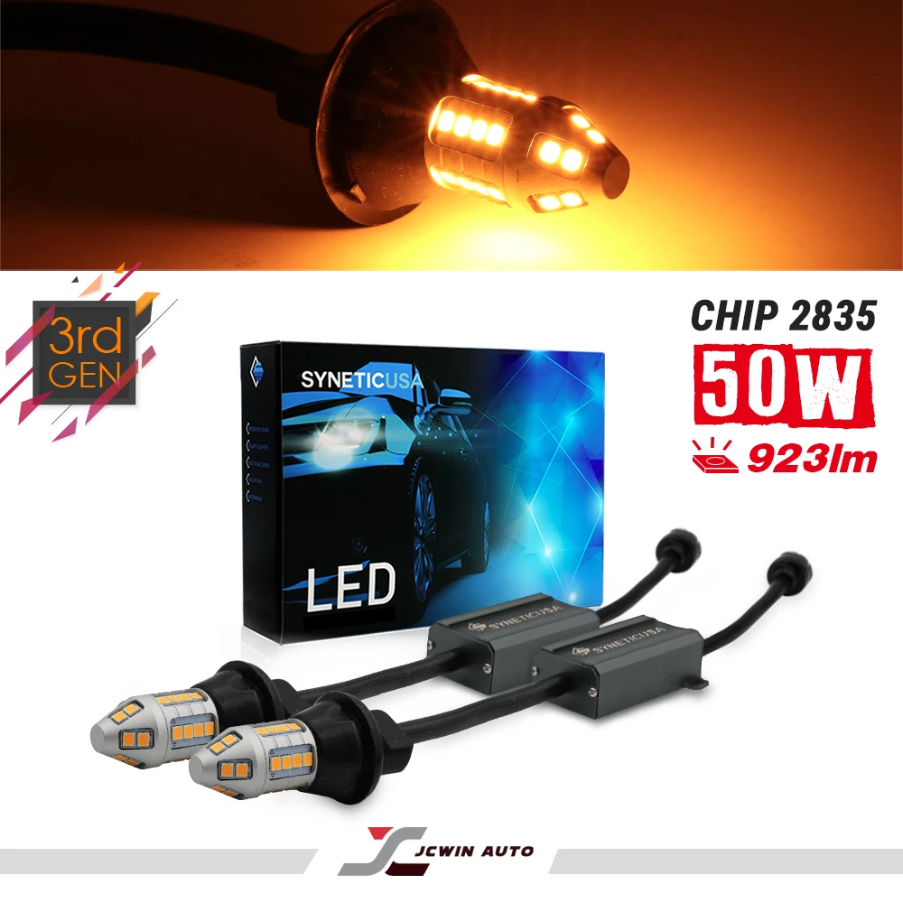 3157 with Load Resistor, All-in-one Amber Turn Signal LED Light Bulbs