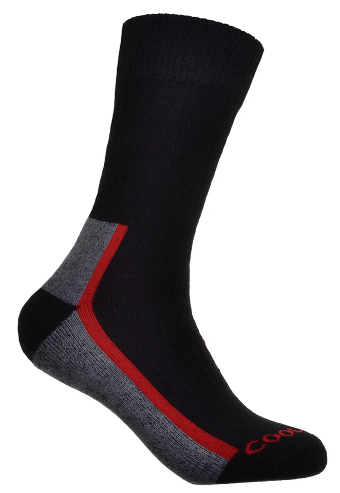 WB Socks Mens Black Cotton Coolmax Walking Socks Pack of 2 pairs