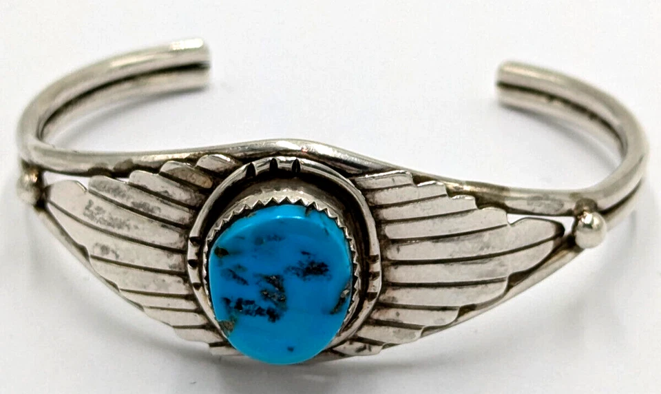 Silber Manschettenarmband NAVAJO Whirling Logs Türkis - Bild 4 von 4