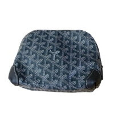 Goyard Vendôme Tasche Handtasche Grau Blau Leinen Gebraucht Japan F/S