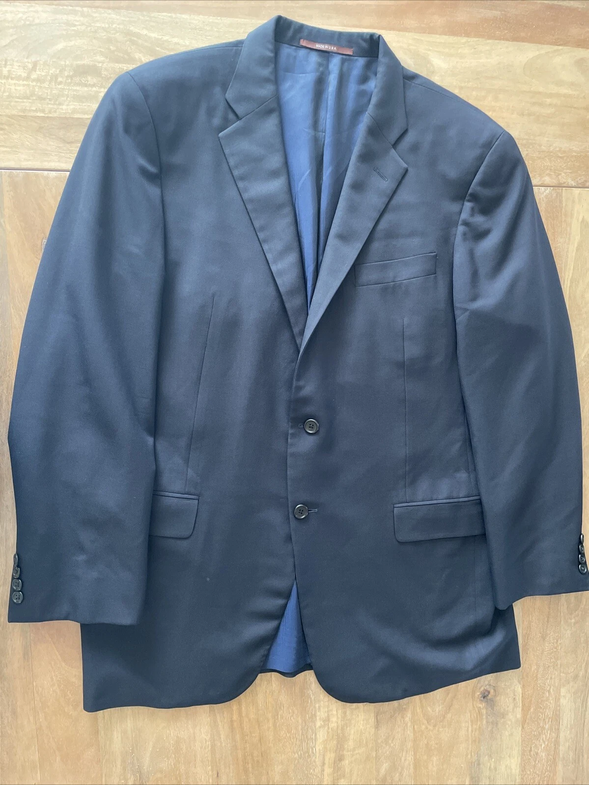 Hickey Freeman 100% Wool Beacon Sport Jacket Coat Black Blazer Office - Mens 44L