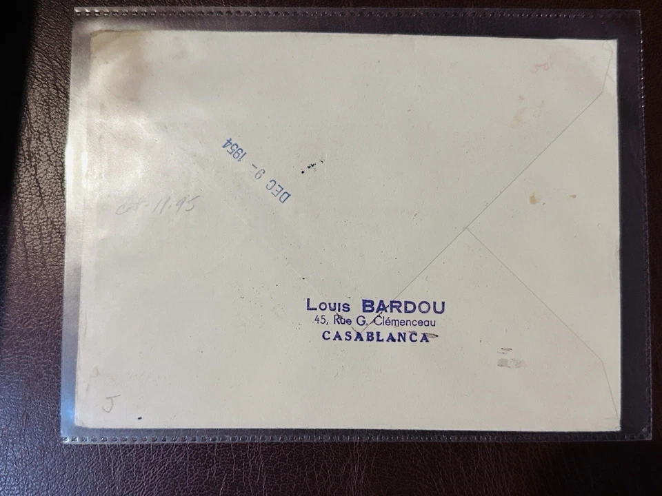 1954 Morocco Maroc Casablanca PHILATELIC BEAUTIFUL COVER TO USA AIRMAIL - Image 2 of 2